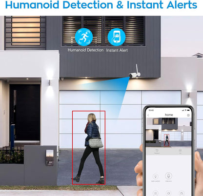 Wireless Security Camera System with HD Monitor NVR and 4X 2-Way Audio Home Surveillance Cameras (8CH 5MP Full-Size NVR, 1TB Hard Disk and Cloud Storage, Compatible with Alexa, Plug N Play)