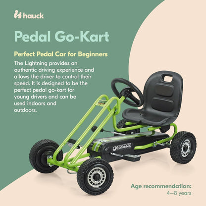 Kids Pedal Go Kart, 4 Wheel Bike Cart, Ride for Ages 4-8, Green- Outdoor Bicycle Karts with Plastic Wheels for Boys and Girls