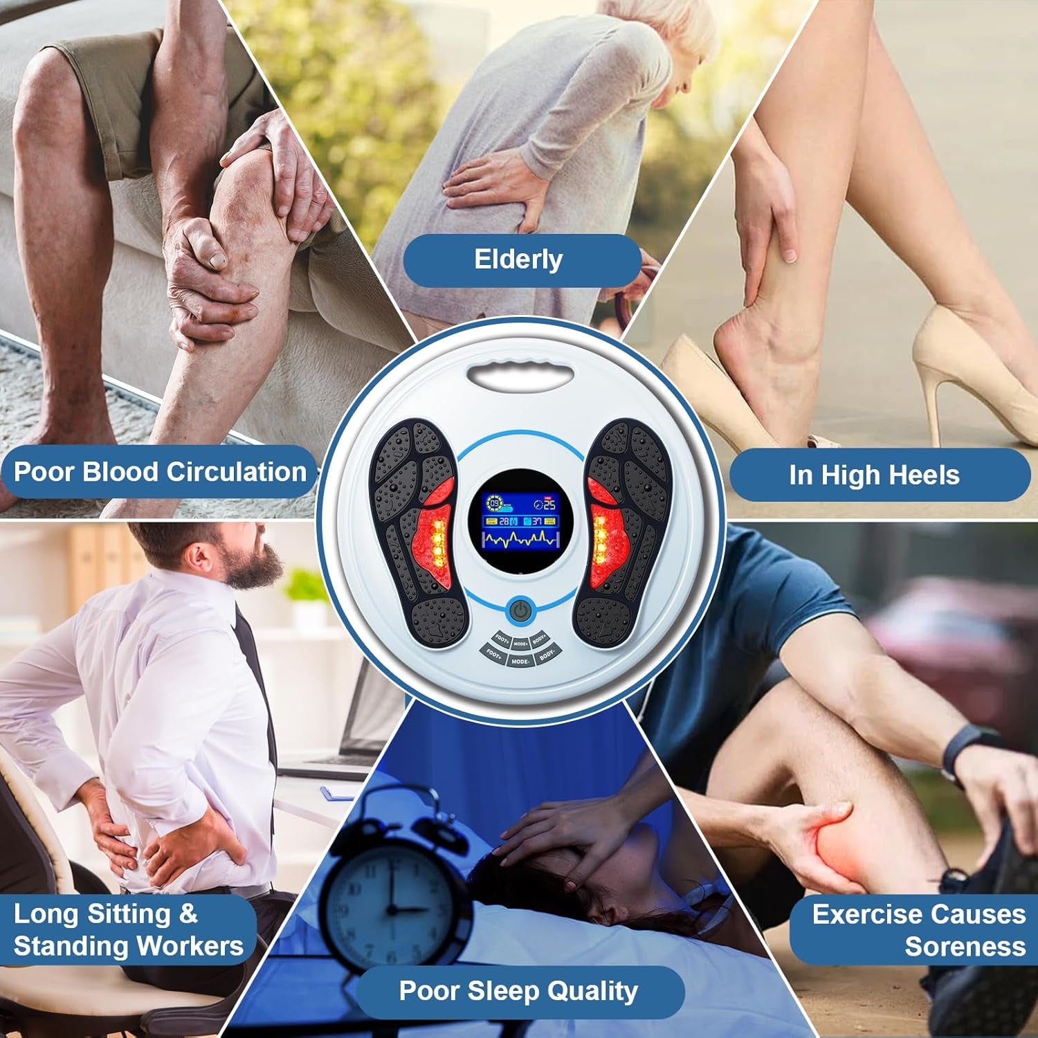 Foot Neuropathy Machine (FSA or HSA Eligible) - Electronic Pulse Acupuncture for Feet Circulation - Electrical Foot Reflexology to Relax Tired Feet Ankles & Pain Relief, Swelling & Reduce Leg Cramps