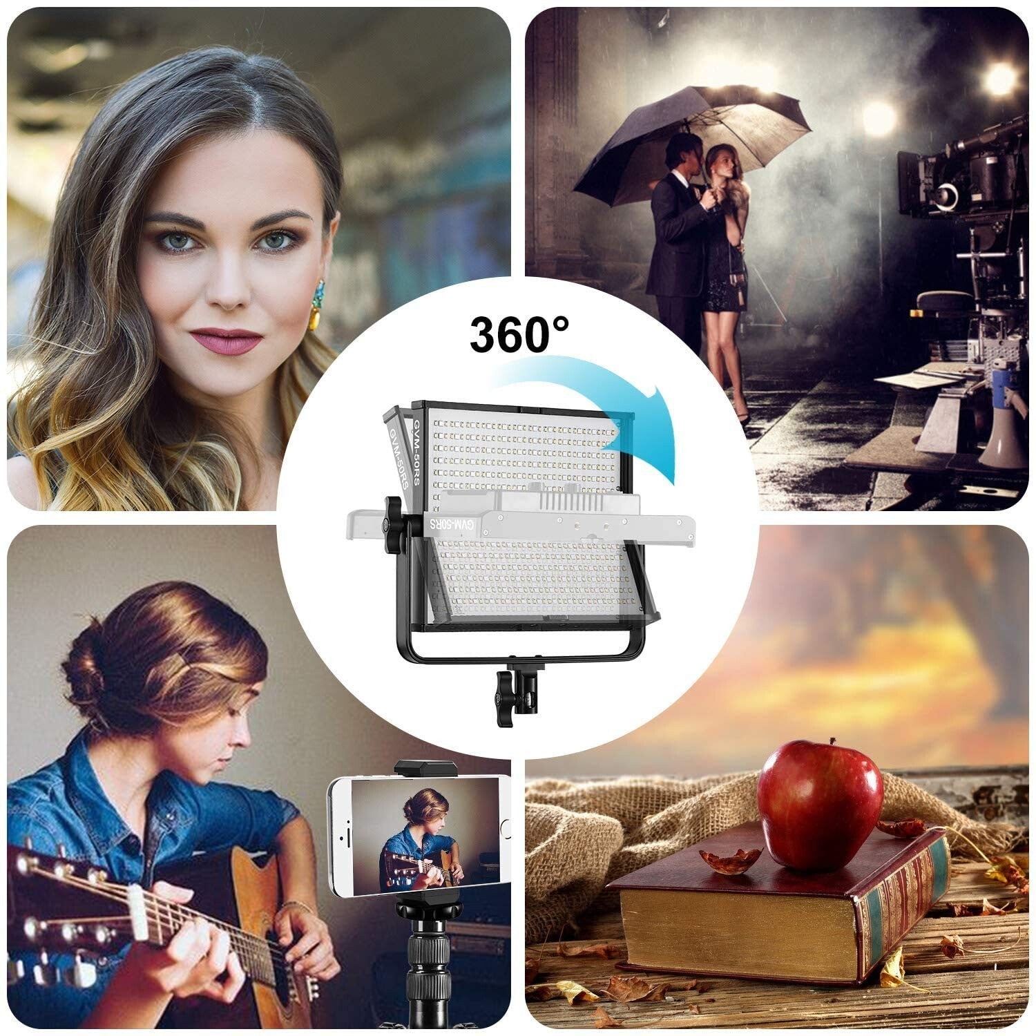 GVM 50RS RGB LED Video Light, 50W Video Lighting Kit with APP Control, 360°