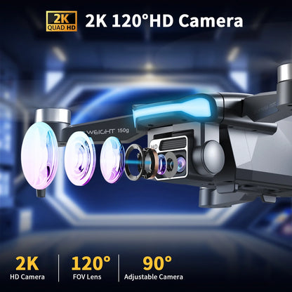 GPS Drone F194 with Camera for Adults 4K ,  Foldable Drone for Beginners with Auto Return Home, Optical Flow Positioning, Follow Me, Brushless Motor, 2 Batteries