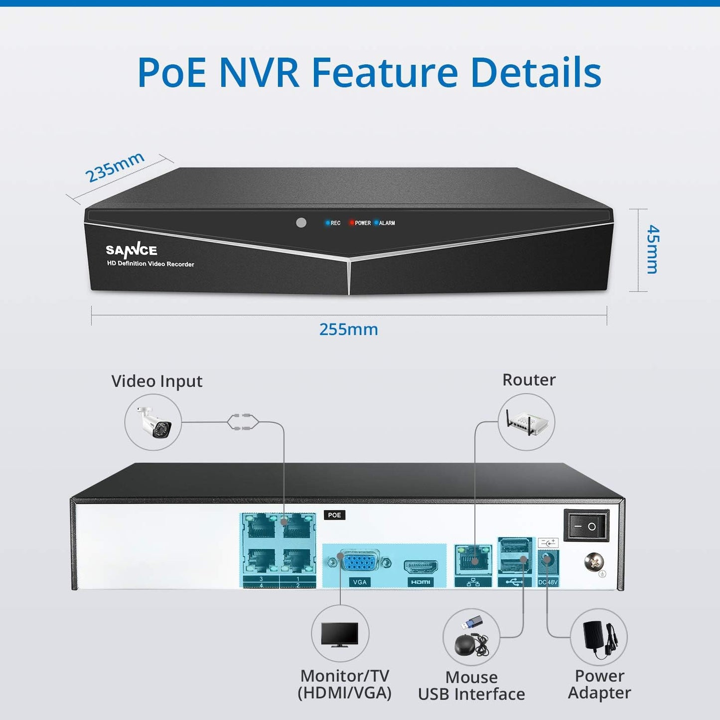 4CH 1080P Full HD Xpoe Wired Security Camera System with 4Pcs 100Ft Night Vision Outdoor Bullet IP Cameras, Real Plug & Play Network Video Surveillance System, NO Hard Drive