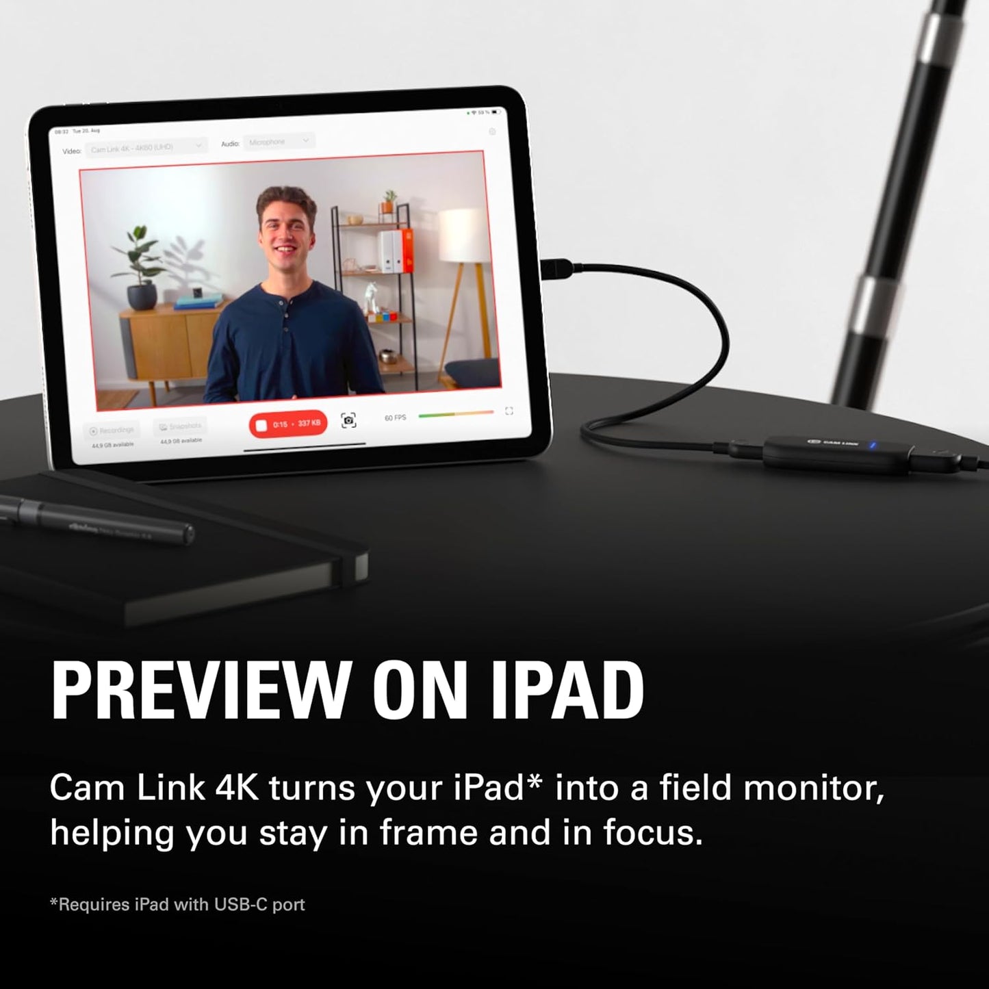 Cam Link 4K – External Capture Card for DSLR & Camcorder, Actioncam as Webcam, Meet/Stream/Record in 1080P60 or 4K30/4K60, Easy Connect for Obs/Zoom/Discord – HDMI to USB 3.0, Pc/Mac/Ipad