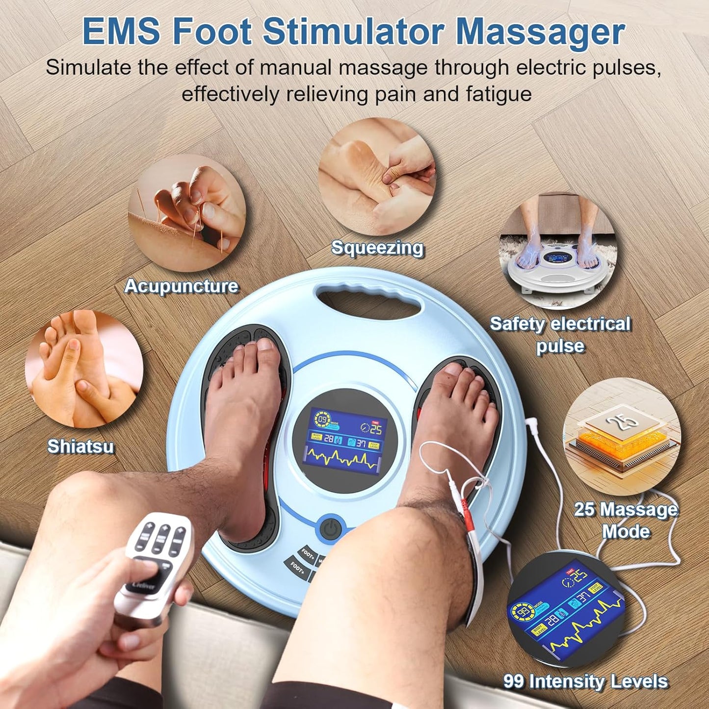 Foot Neuropathy Machine (FSA or HSA Eligible) - Electronic Pulse Acupuncture for Feet Circulation - Electrical Foot Reflexology to Relax Tired Feet Ankles & Pain Relief, Swelling & Reduce Leg Cramps