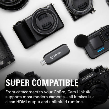 Cam Link 4K – External Capture Card for DSLR & Camcorder, Actioncam as Webcam, Meet/Stream/Record in 1080P60 or 4K30/4K60, Easy Connect for Obs/Zoom/Discord – HDMI to USB 3.0, Pc/Mac/Ipad