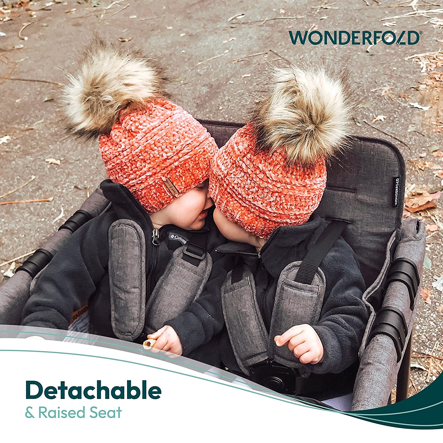 W4 Original Stroller Wagon - Foldable Wagon with 5 Point Harness - Adjustable Canopy & Deep Carriage - All-Terrain Wheels - for Babies, Toddlers & Kids - 4 Seater - Black